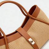Nanabags Raffia Tote Bag with Leather Trim