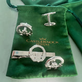 CastleKnock Designs Claddagh Ring Cufflinks Tie Clip Pin Set - Silver