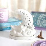 Something Different White Pastel Skies Moon Incense Cone Holder