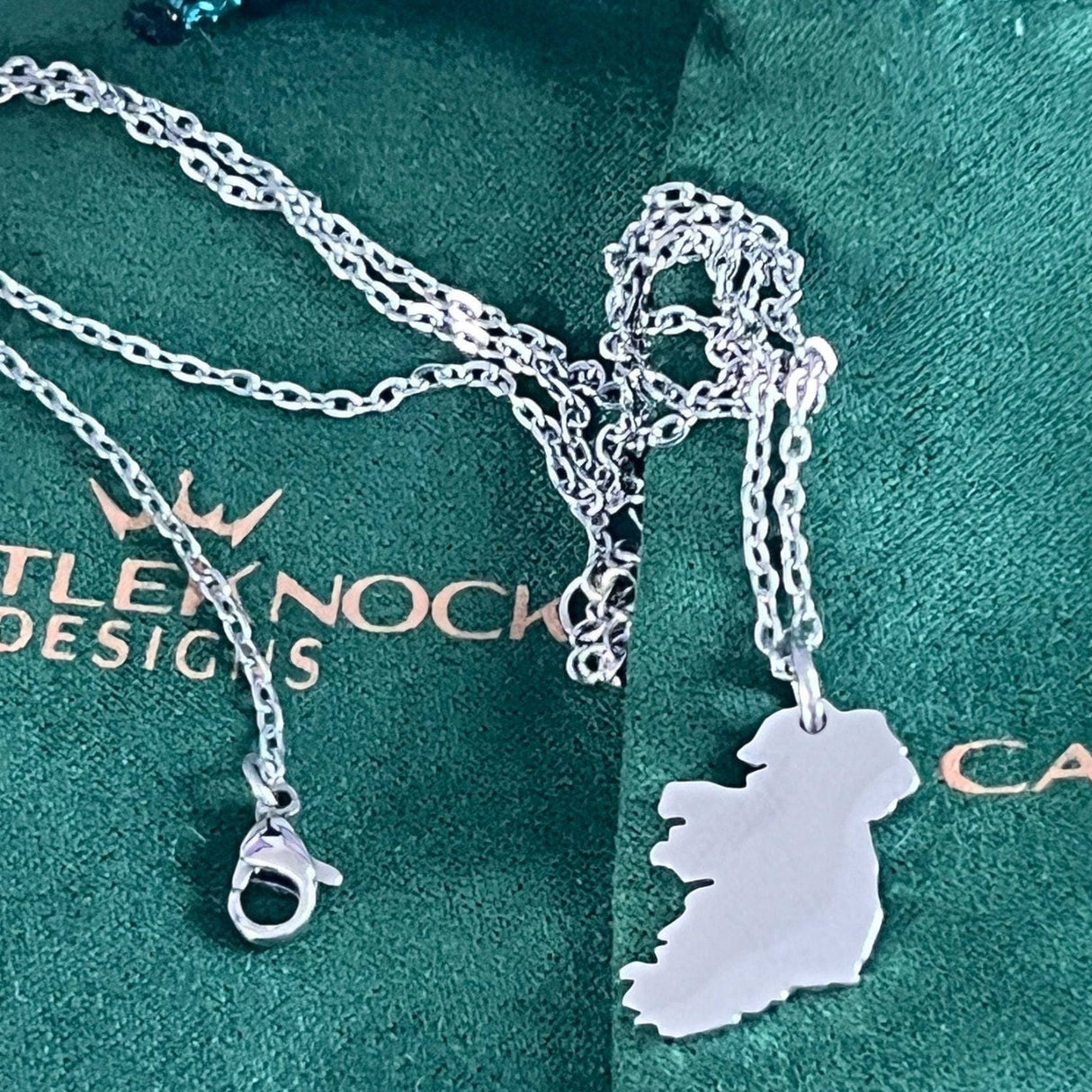 CastleKnock Designs Map of Ireland Silver Necklace