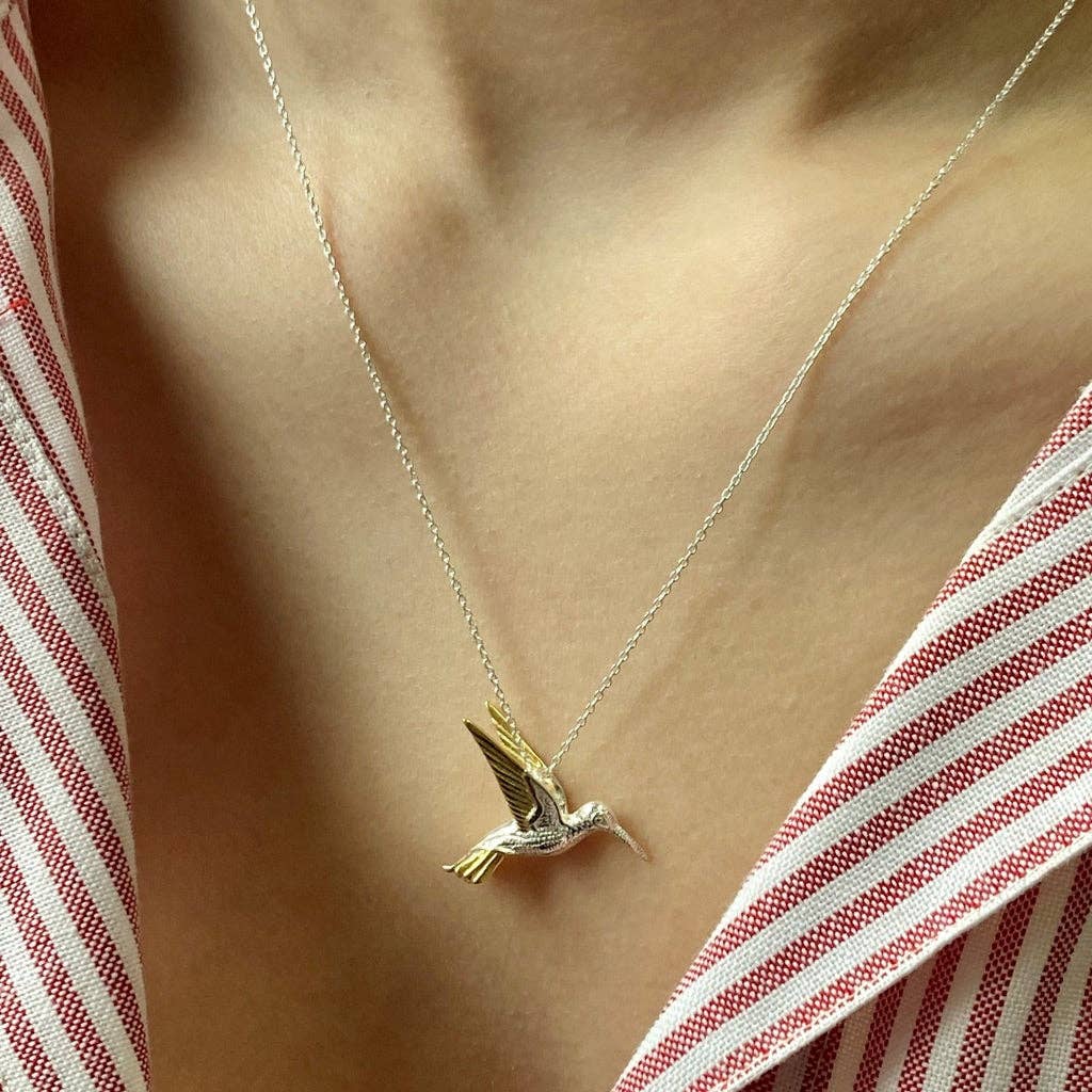 Reeves Silver and Gold Hummingbird Necklace