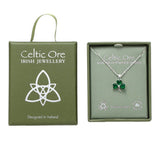 Celtic Ore 3 Stone Green Shamrock Necklace
