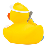 Connemara Country ROEMER WELLNESS Georg golfer rubber duck wearing a white cap, holding a golf ball and bag, back view