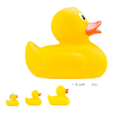 Connemara Country yellow rubber duck collection featuring a large duck and three smaller sizes with orange beaks