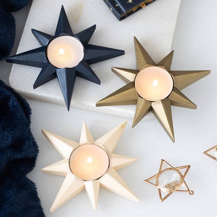 SD Gold Star Tealight Candle Holder