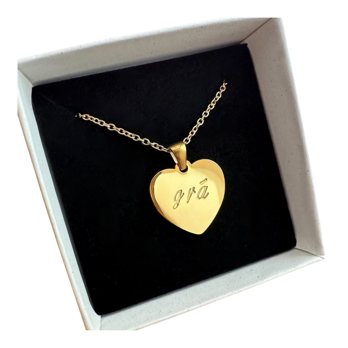 Rudies and Co Grá Irish Engraved Love Heart Necklace