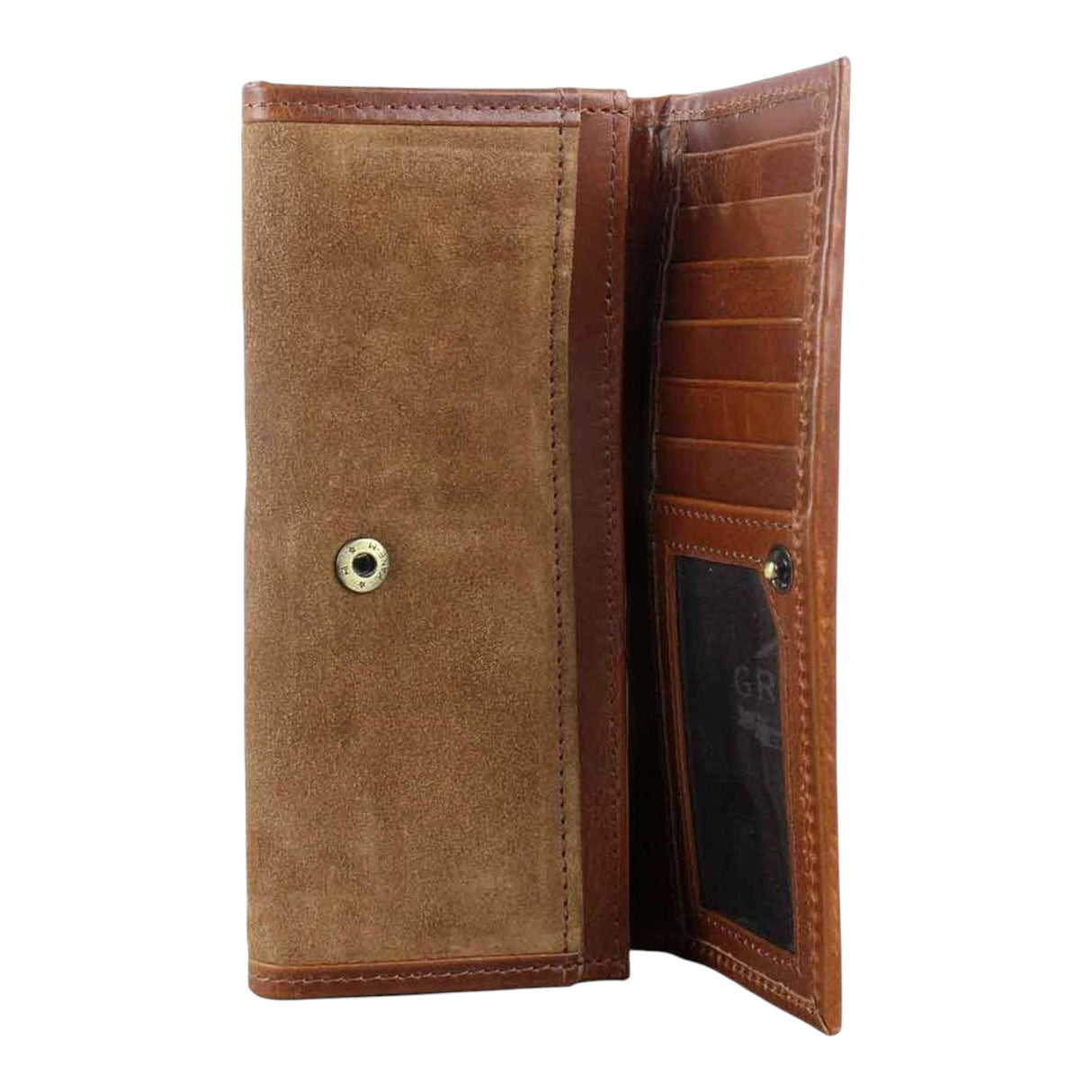 Grays 1922 Lily Snaffle Purse in Dark Tan and Suede