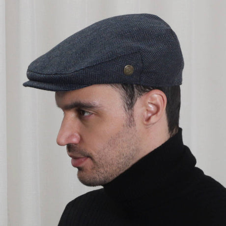 Boru Tweed Tweed Cap Blue Herringbone