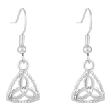 Connemara Country silver Trinity knot earrings featuring an enclosed clear stone in a delicate Irish design