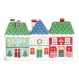 Connemara Country ceramic Christmas village tealight and incense holder featuring three colourful festive houses.