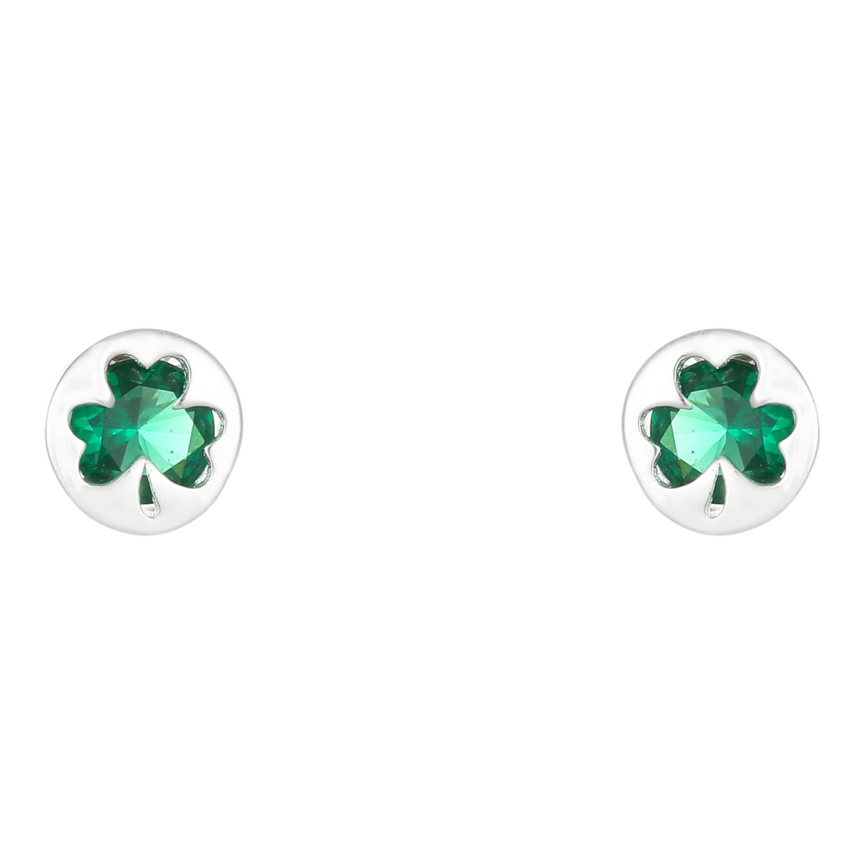 Celtic Ore Shamrock Studs Green CZ