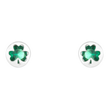 Celtic Ore Shamrock Studs Green CZ