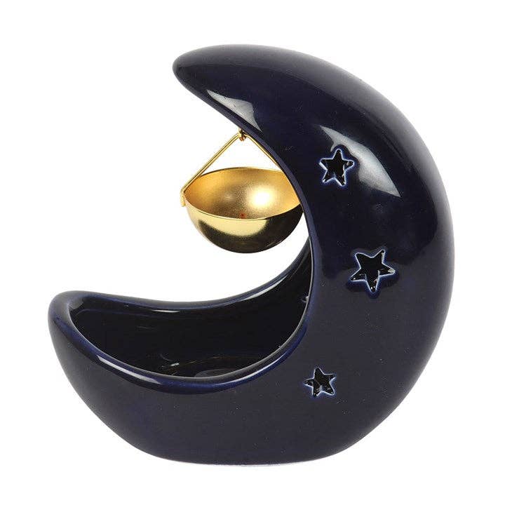 Something Different Blue Crescent Moon Hanging Oil Burner