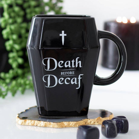 SD Death Before Decaf Coffin Mug