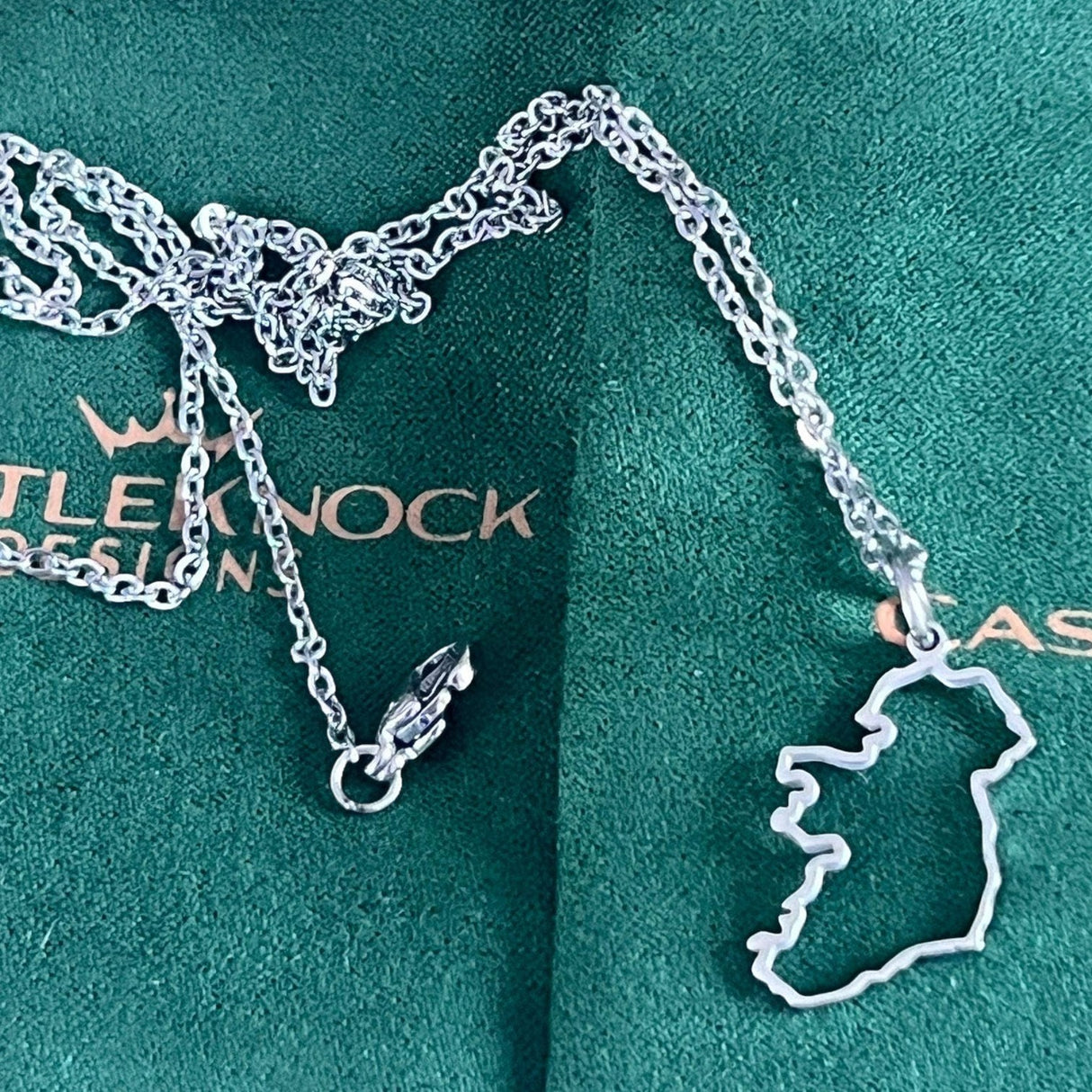 CastleKnock Designs Ireland Map Silver Transparent Necklace
