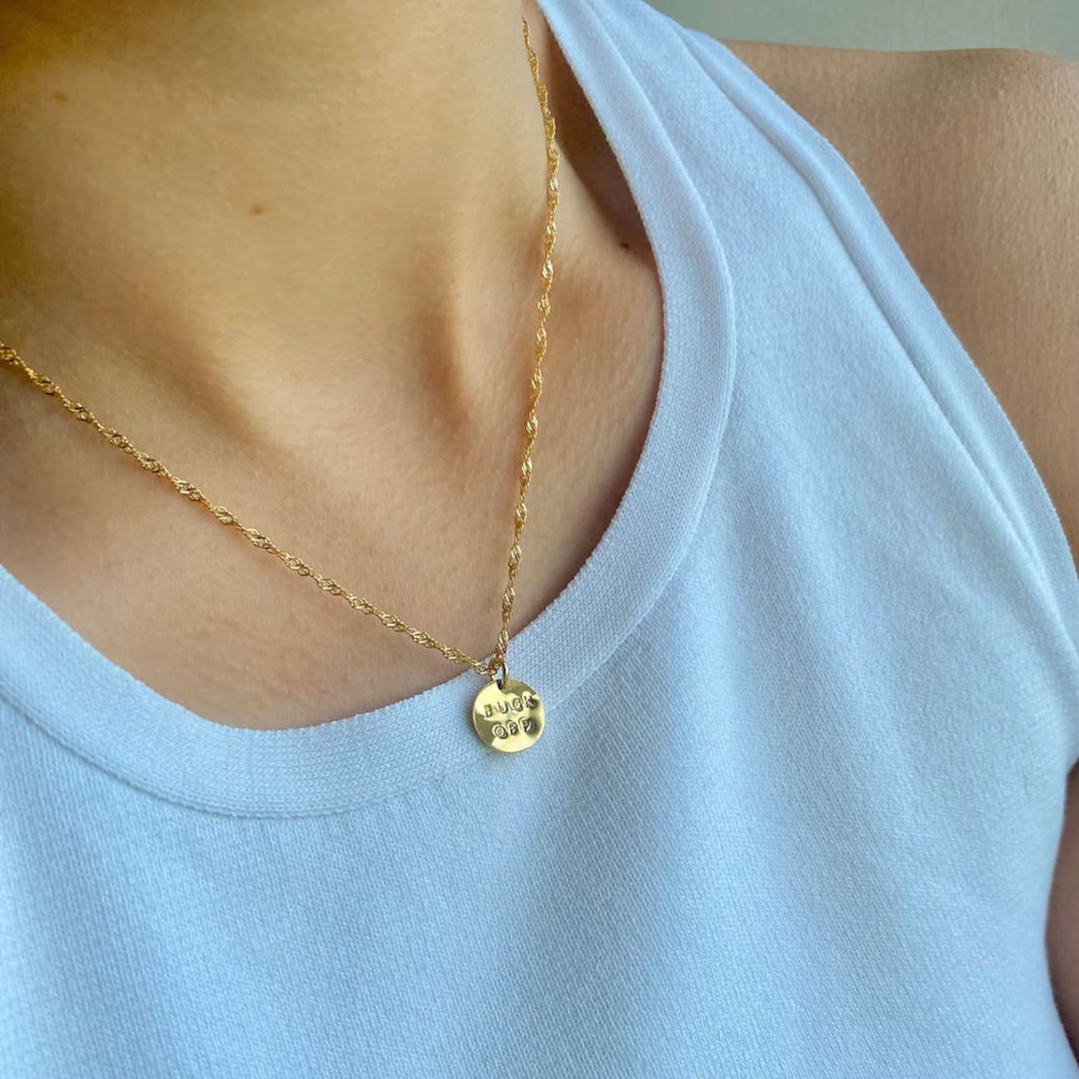 Rudies and Co Engraved Mini Disc Necklace