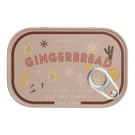 Connemara Country Paddywax Bistro gingerbread scented soy wax candle in a decorative tin with pull-tab design