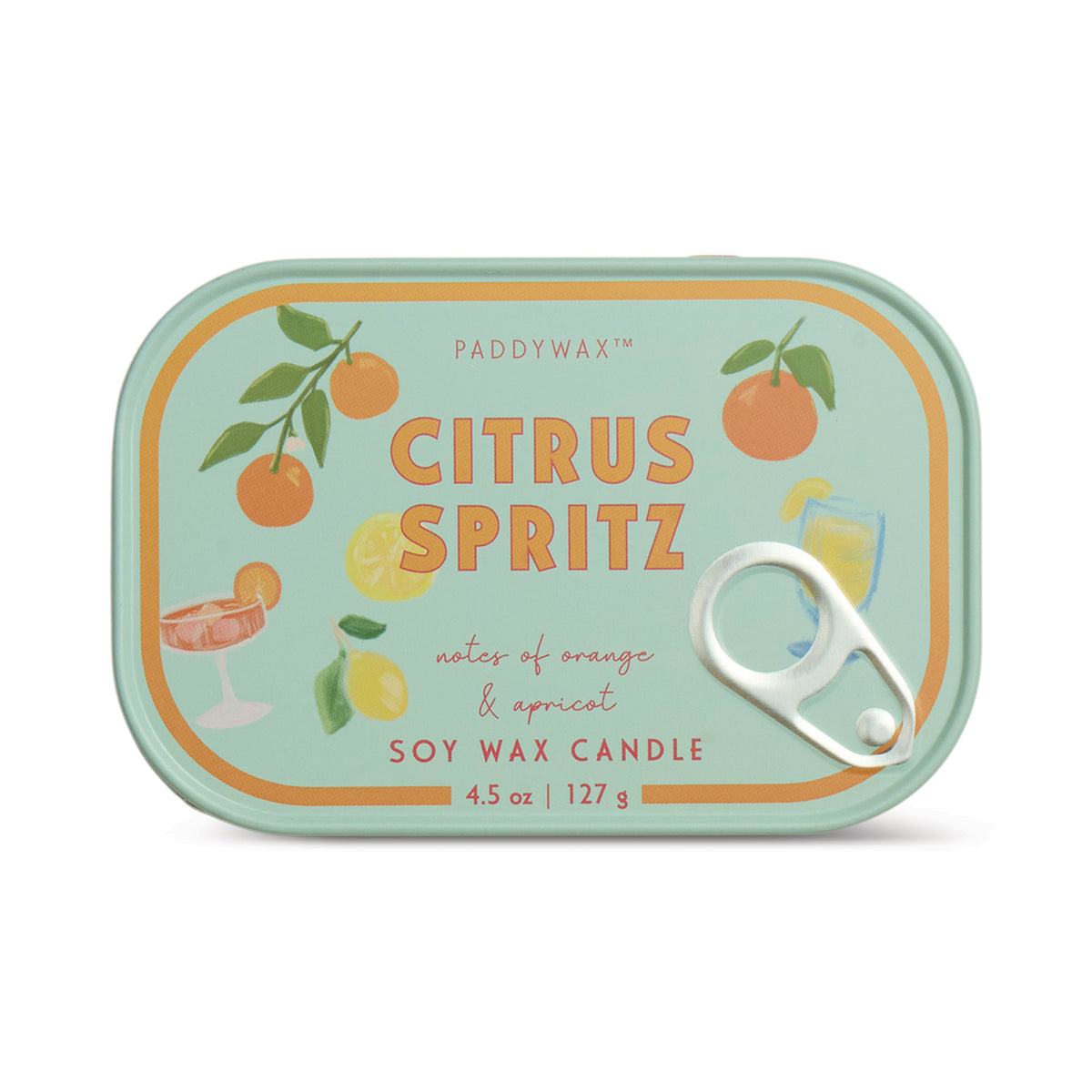 Paddywax Bistro Orange Printed Tin Candle - Orange Citrus Spritz