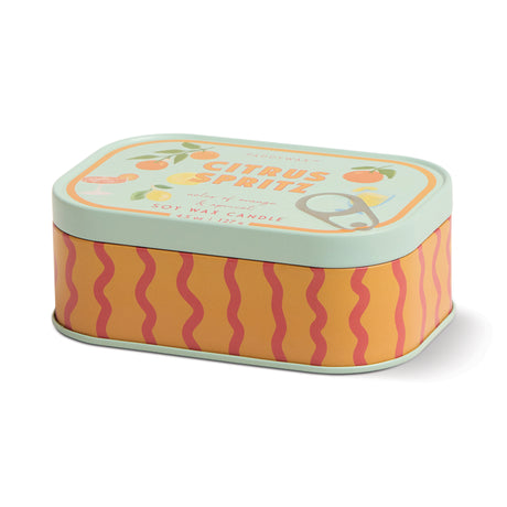Paddywax Bistro Orange Printed Tin Candle - Orange Citrus Spritz
