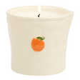 Connemara Country Paddywax Bistro candle in a cream ceramic vessel with a hand-painted orange and lit wick