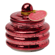 Connemara Country Paddywax red mercury glass candle with a ribbed design and Winter Berry scent label.