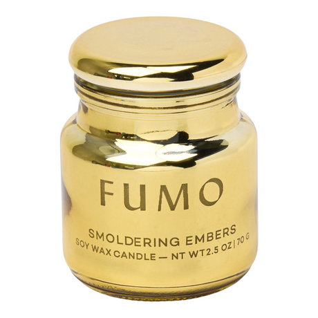 Connemara Country Paddywax Fumo metallic gold glass candle with lid in Smoldering Embers scent