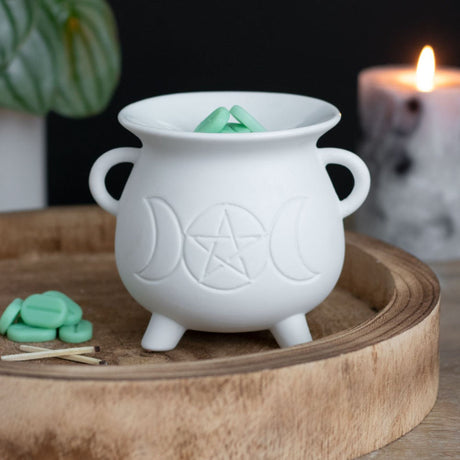 SD White Triple Moon Cauldron Burner