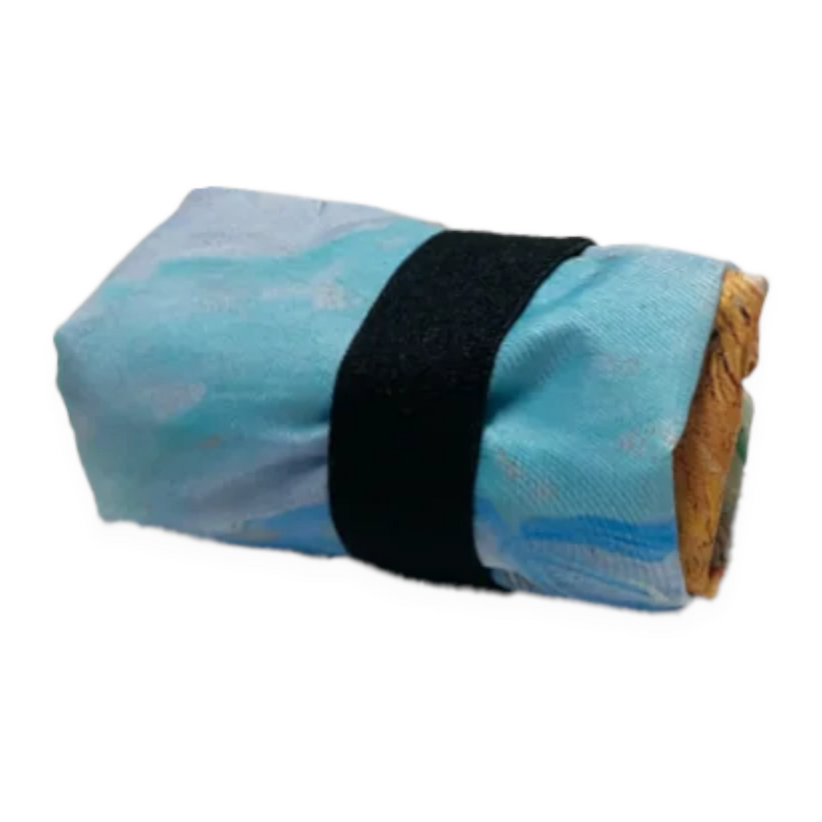 Connemara Country LOQI recycled bag featuring Van Gogh A Wheatfield with Cypresses art, folded and secured with strap