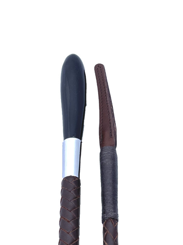Plaited Leather Show Cane Brown w/Buffalo Handle