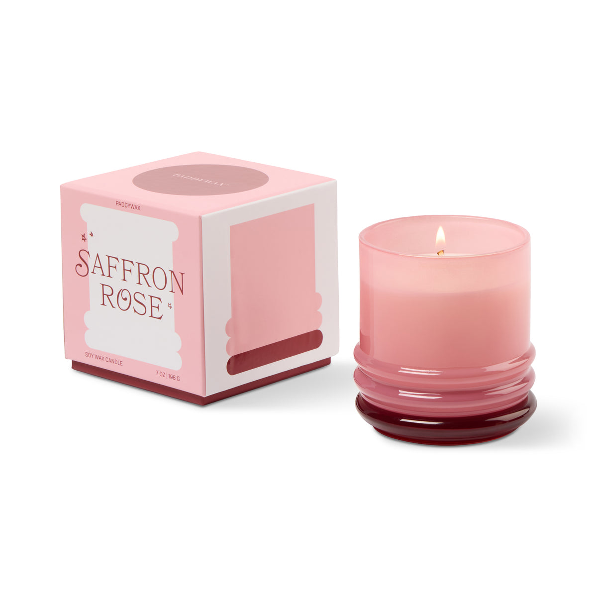 Paddywax Stacked Glass Candle Pink and Red - Saffron Rose