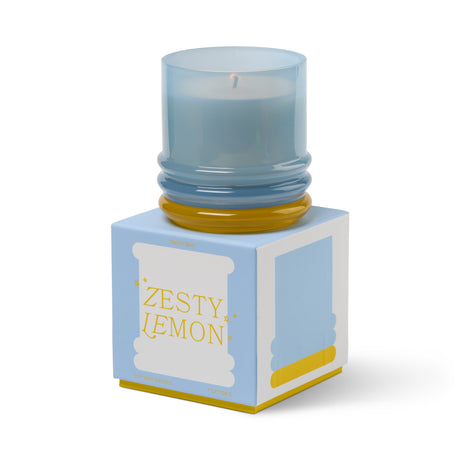 Paddywax Stacked Glass Candle Blue and Yellow - Zesty Lemon