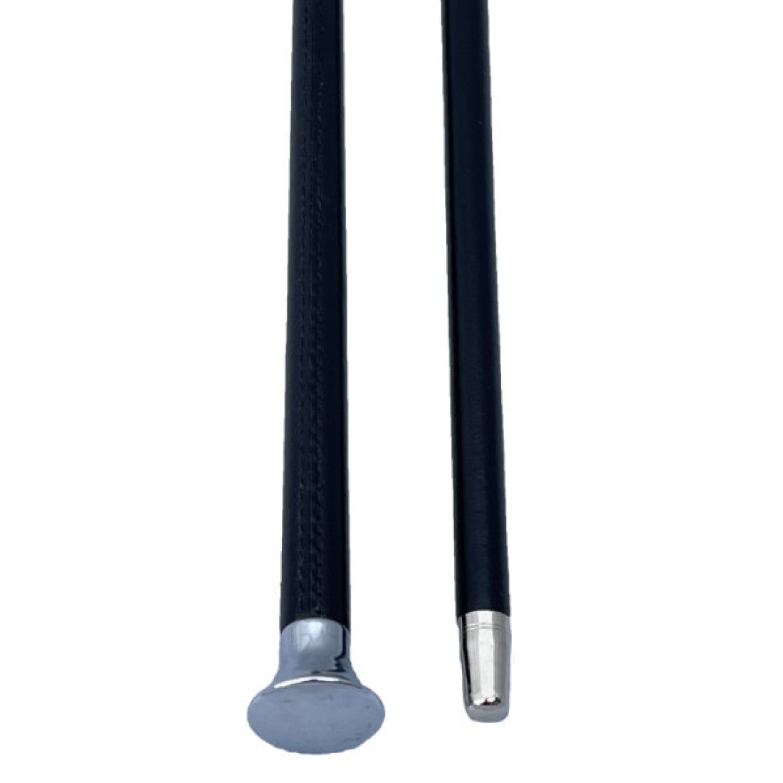 Show Cane Black Leather with Silver Top & Tip
