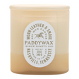 Connemara Country Paddywax Vista tan glass candle with Worn Leather and Smoke scent label