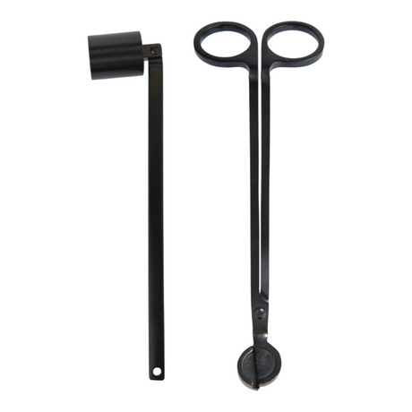Connemara Country matte black candle wick trimmer and snuffer set for clean candle maintenance