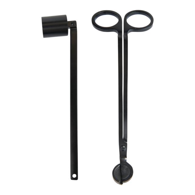 Connemara Country matte black candle wick trimmer and snuffer set for clean candle maintenance