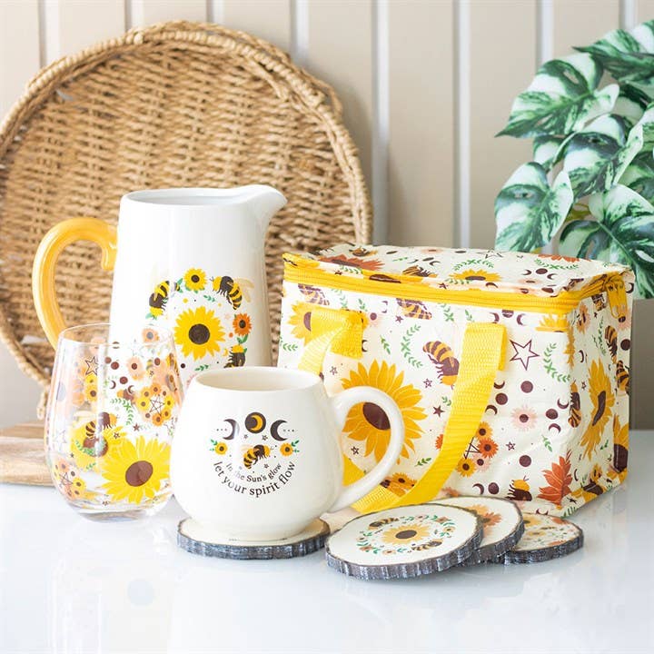 SD Bee Radiant Wood Slice Effect Coaster Set