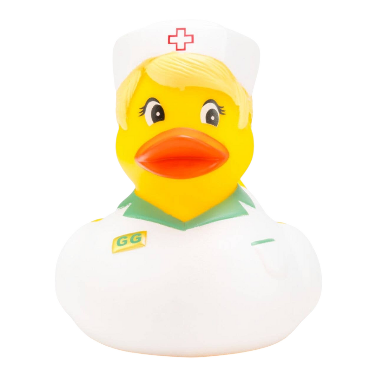 Connemara Country Gisela Health rubber duck dressed as a nurse in a white uniform with a red cross cap