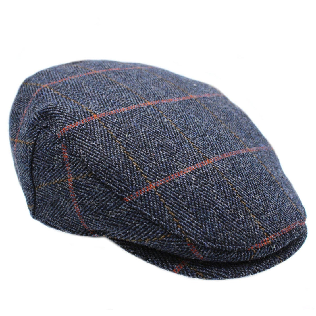 Heather Hats Chilton Derby Tweed Waterproof Flat Cap Midnight Blue