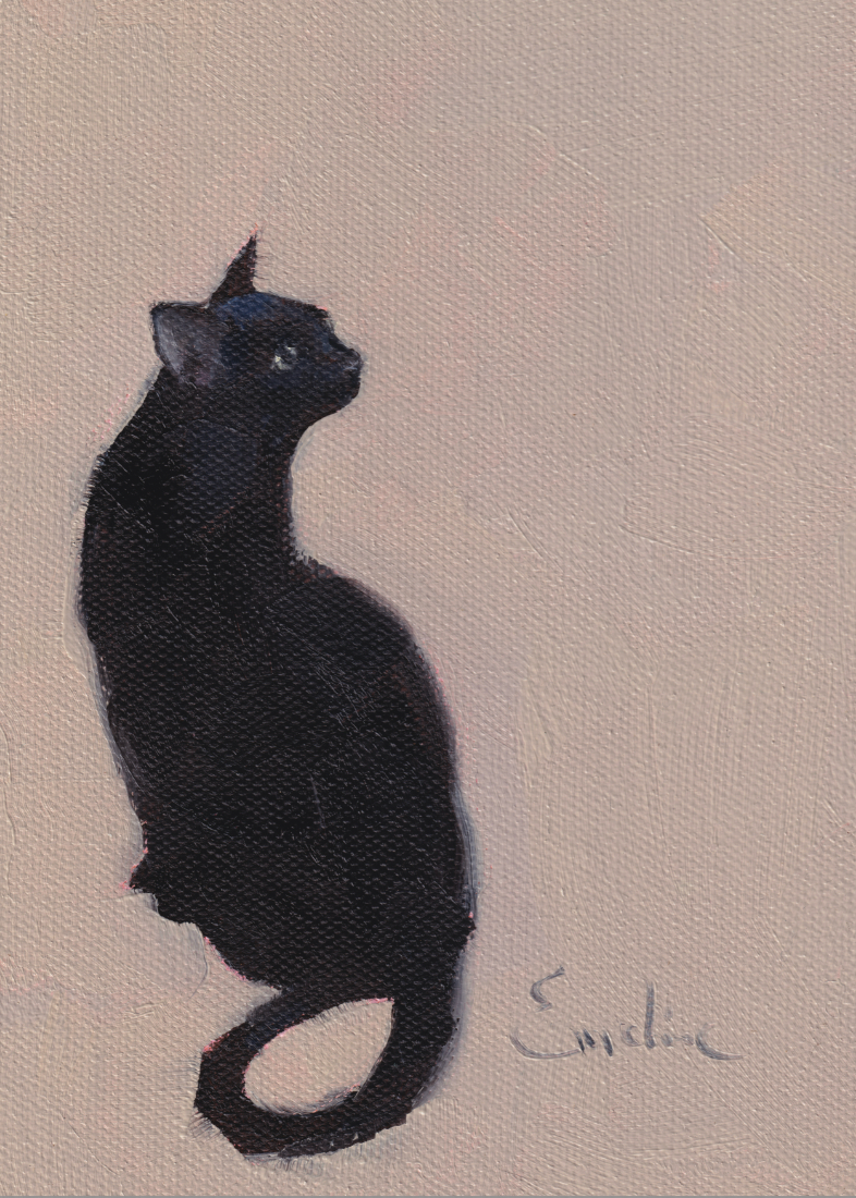 Emeline Watchorn Black Cat Greeting Card 5x7