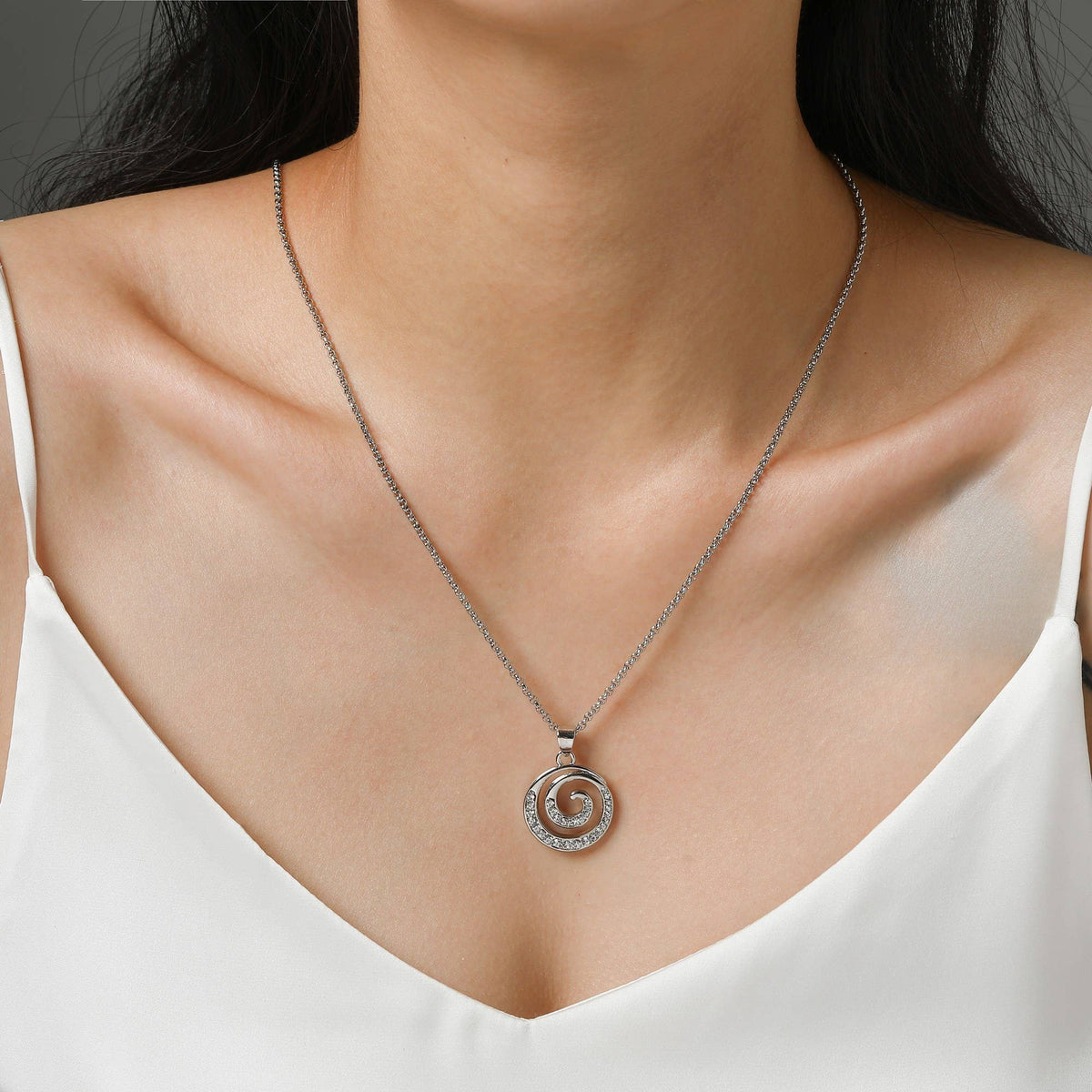 Carrick Celtic Spiral Clear Stone Pendant