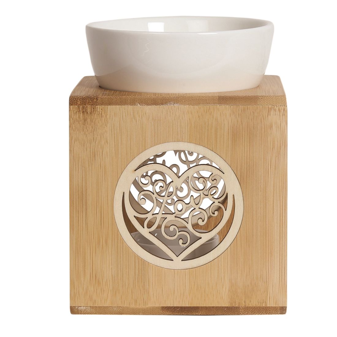 Zen Aroma Bamboo Love Heart Wax Melt Burner
