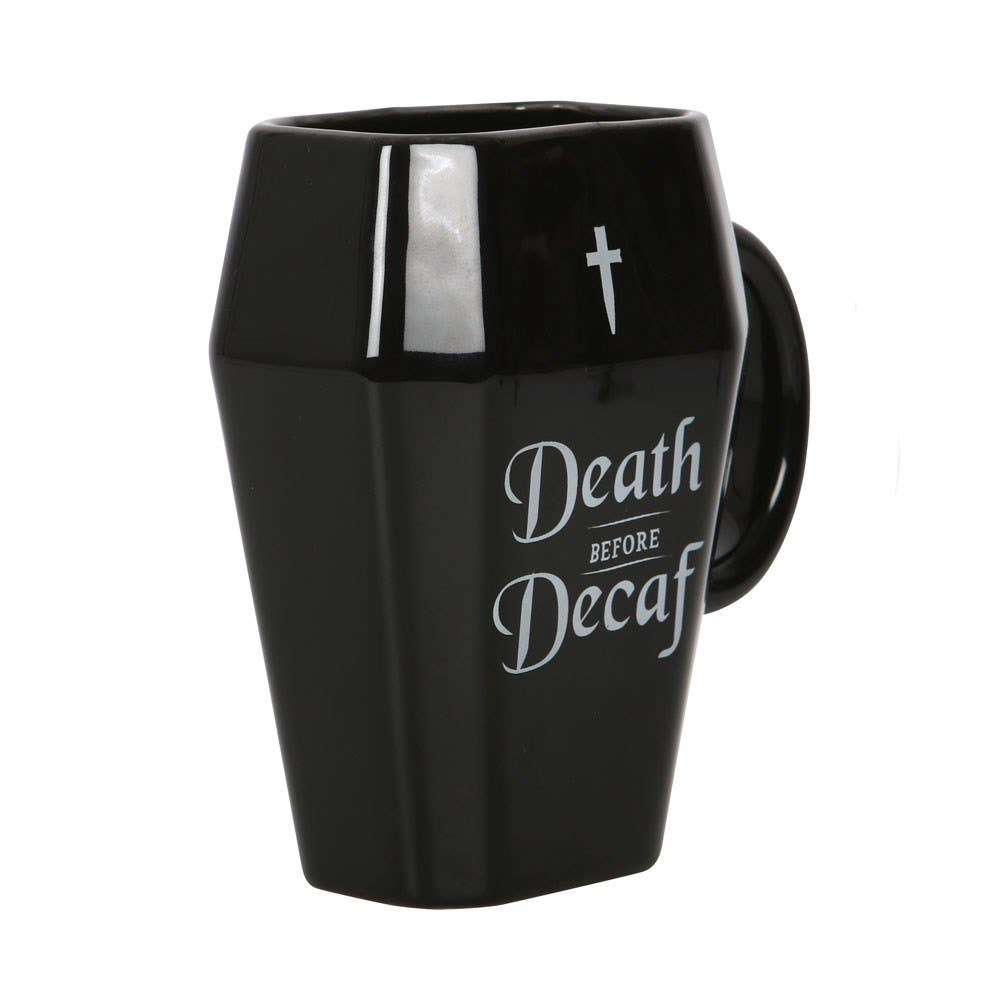 SD Death Before Decaf Coffin Mug