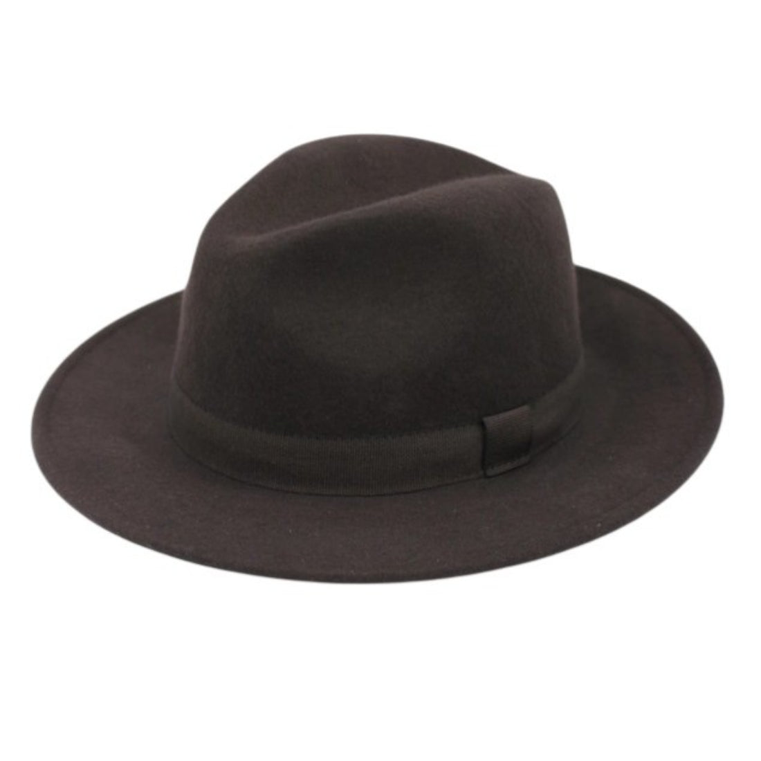 H Paris Classic Wool Fedora Hat with Ribbon Brown