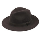 H Paris Classic Wool Fedora Hat with Ribbon Brown