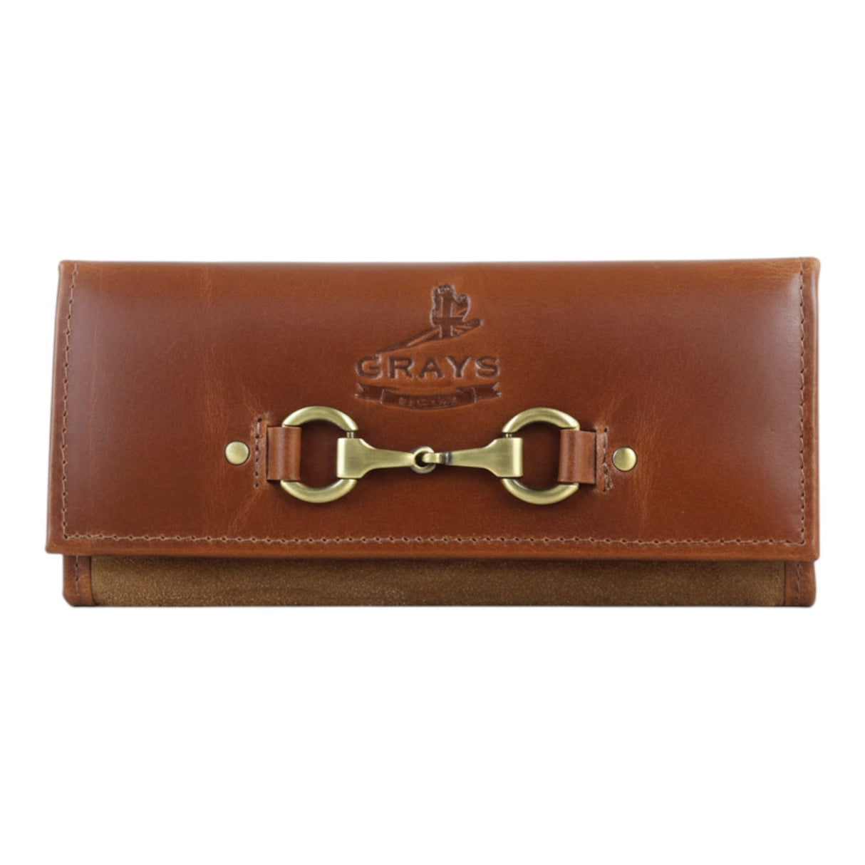 Grays 1922 Lily Snaffle Purse in Dark Tan and Suede