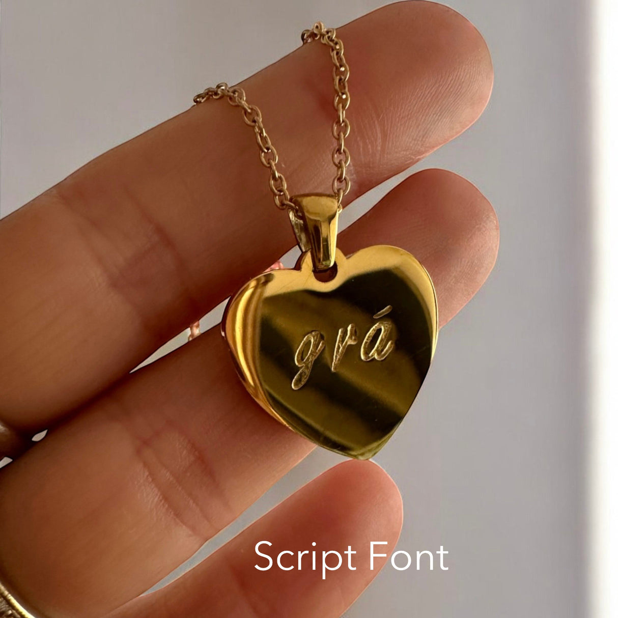 Rudies and Co Grá Irish Engraved Love Heart Necklace
