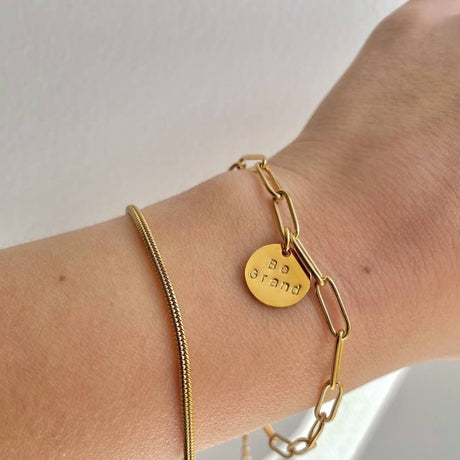 Rudies and Co  Be Grand Irish Engraved Paperclip Disc Bracelet