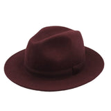 H Paris Classic Wool Fedora Hat with Ribbon Bordeaux