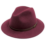 H Paris Classic Wool Fedora Hat with Belt Bordeaux