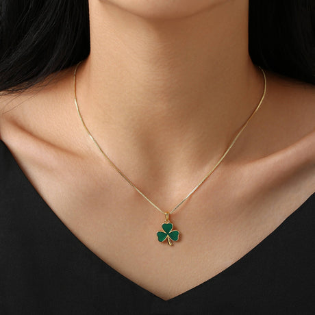 Celtic Ore Green Shamrock Pendant Gold Vermeil